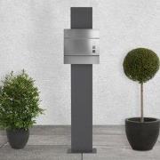 Moderne designbrievenbus met krantenvak, zilver, gemaakt van roestvrij...