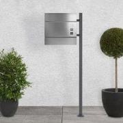 Moderne designbrievenbus met krantenvak, zilver, gemaakt van roestvrij...