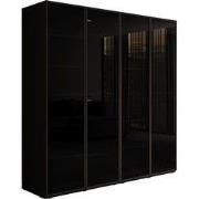 Meubella - Kledingkast Shelton - Zwart 1 - 202 cm - Met glas