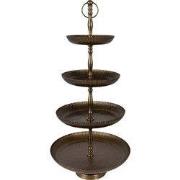 Clayre & Eef Etagère Ø 37x79 cm Goudkleurig Aluminium