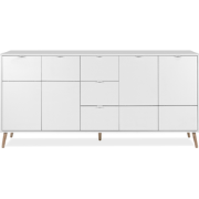 Dressoir met 4 deuren, 3 lades, decor in wit en eiken, L190 cm - KLINT