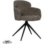 LABEL51 Eetkamerstoel Levi - Clay - Elite - Zwart Metalen Frame