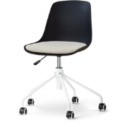 Nout-Liv eetkamerstoel zwart met naturelbeige zitkussen - wit onderste...