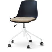 Nout-Liv eetkamerstoel zwart met nougatbruin zitkussen - wit onderstel