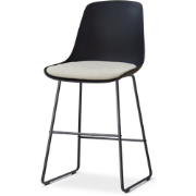 Nino-Liv barkruk zwart met naturelbeige zitkussen - zwart onderstel - ...