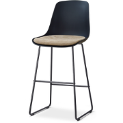 Nino-Liv barkruk zwart met nougatbruin zitkussen - zwart onderstel - 7...