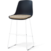 Nino-Liv barkruk zwart met nougatbruin zitkussen - wit onderstel - 75 ...