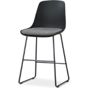 Nino-Liv barkruk zwart met zeegrijs zitkussen - zwart onderstel - 65 c...