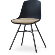 Noa-Liv eetkamerstoel zwart met nougatbruin zitkussen - zwart onderste...