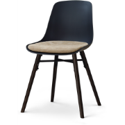 Nena-Liv eetkamerstoel zwart met nougatbruin zitkussen - zwart houten ...