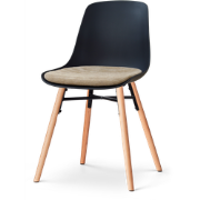 Nena-Liv eetkamerstoel zwart met nougatbruin zitkussen - houten onders...