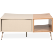 Salontafel met 1 deur, 1 decoratieve nis in zandkleur en eiken, ambach...