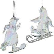 3.25 inch Acrylic Opalescent Penguin Orn 2/Asstd. 5x5x10 cm kerstornam...