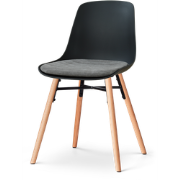 Nena-Liv eetkamerstoel zwart met zeegrijs zitkussen - houten onderstel