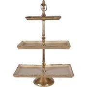 Clayre & Eef Etagère 3 laags 34x17x50 cm Beige Aluminium