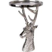 Clayre & Eef Decoratie schaal Ø 25x38 cm Zilverkleurig Aluminium Hert