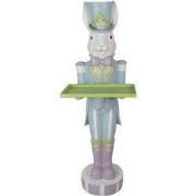 Clayre & Eef Decoratie Beeld Konijn 44x41x123 cm Wit Blauw Kunststof