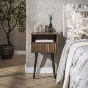 Hoyz Collection - Nachtkastje Carve 1 Lade - Massief Acacia Bruin