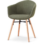 Nena-Otis eetkamerstoel forestgroen - houten onderstel