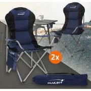 2x campingstoel opvouwbaar tot 150 kg blauw met bekerhouder incl. draa...