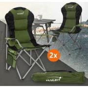 2x campingstoel opvouwbaar tot 150 kg Khaki met bekerhouder incl. draa...