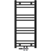 Badkamer radiator middenaansluiting 400x800 mm antraciet gebogen met o...