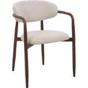 Eetkamerstoel Beige Stof Metaal - 59x57x77cm - Alexia - Set van 2