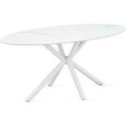 Eettafel Ovaal - Wit Keramisch/Metaal - 180x90x75cm - Roxy