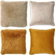 KUSSENSET - 4-delig - Fluffy & Velvet - 45x45 cm - inclusief binnenkus...