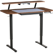 WILBANKS - Verstelbaar bureau elektrisch - Bruin/Zwart - Staal