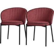 Set van 2 eetkamerstoelen met rugleuning & armleuning rood met metalen...
