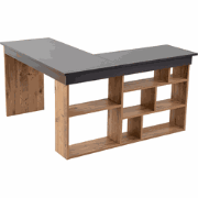 Hoekbureau met 8 open opbergvakken aan de zijkant L130 cm - ORGANIS