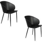 Housecraft Living Gigi Eetkamerstoelen Zwart - Set van 2