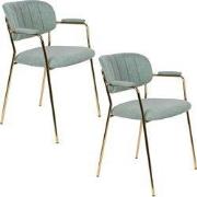 Housecraft Living Jolien Eetkamerstoelen armleuning Goud/Lichtgroen - ...