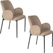 Housecraft Living Tjarda Eetkamerstoelen met armleuning Bruin - Set va...