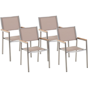 GROSSETO  - Tuinstoel set van 4 - Zandbeige - Polyester