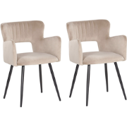 SANILAC - Eetkamerstoel set van 2 - Taupe - Fluweel