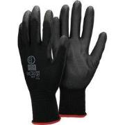 Werkhandschoenen 48 paar met PU coating Zwart Maat S