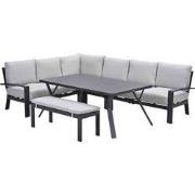 Rondo aluminium lounge-dining set - valley sand