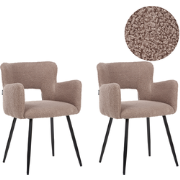 SANILAC - Eetkamerstoel set van 2 - Bruin - Bouclé