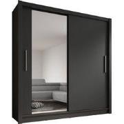 Meubella - Kledingkast Bazarre - Grijs - 205 cm - Met spiegel