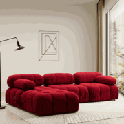 Modulaire XXL hoekbank Bubble met hocker - velvet rood