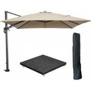 Hawaii zweefparasol 300x300 cm carbon black / taupe met royal antracie...