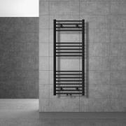 Badkamerradiator met middenaansluiting 500x1200 mm zwart mat recht met...