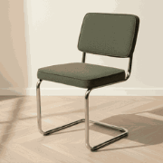 Moderne Eetkamerstoel Groen Bouclé Stof Sway - Chrome Frame - Zonder A...