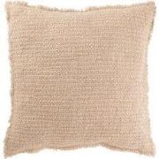 J-Line - Kussen Gerafelde Randen Katoen/polyester Beige - 50x50x12cm
