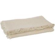 J-Line - Plaid Franjes Katoen Mousseline Licht Beige - 130x180x1cm