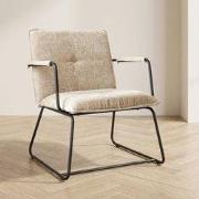 Moderne fauteuil beige chenille stof Hailey
