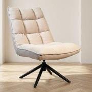 Scandinavische draaifauteuil beige bouclé stof 360° draaibaar Yuki
