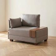 Moderne Fauteuil Beige Stof Fly - Links - Met Houten Tafeltje